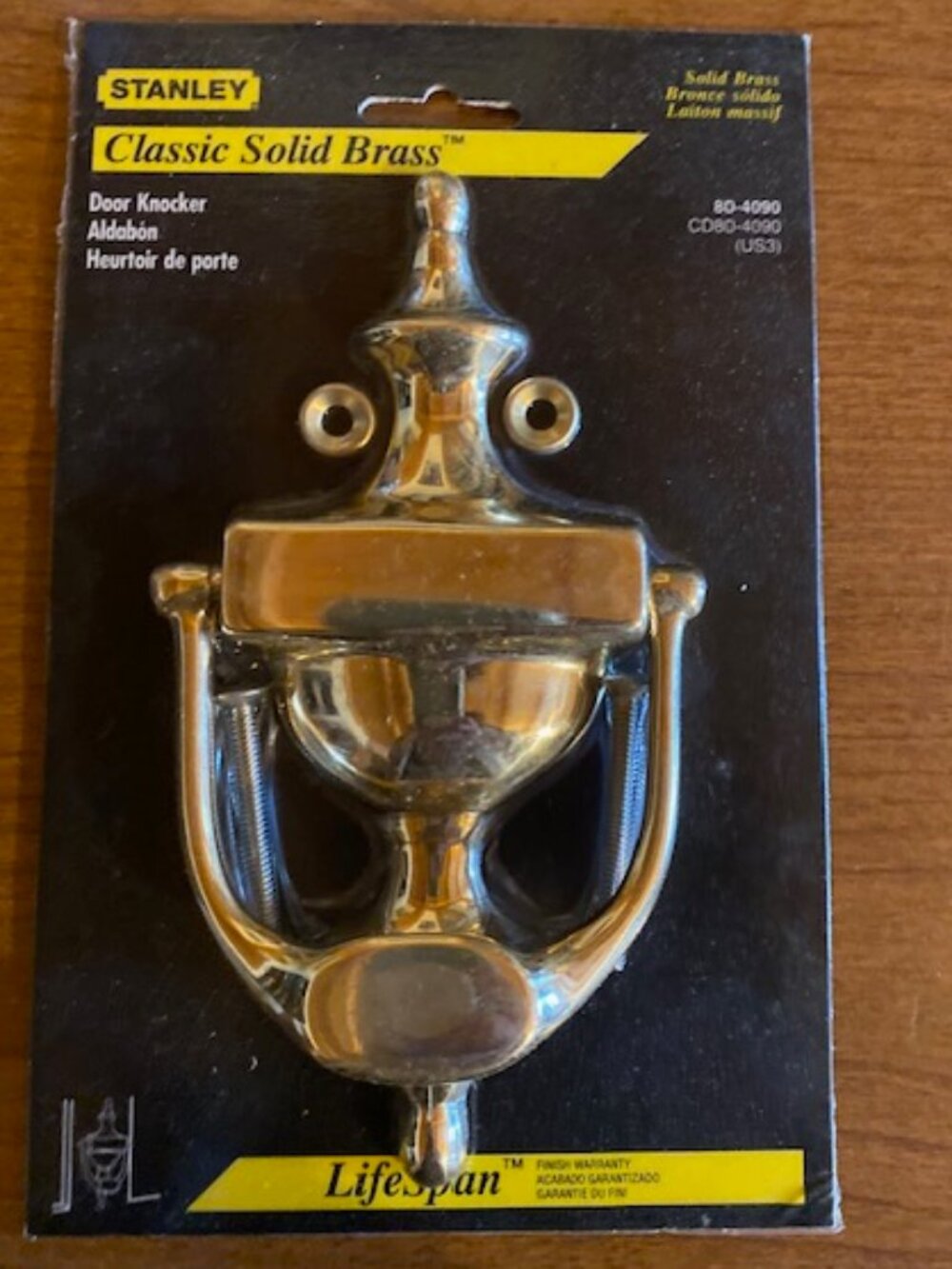 STANLEY Solid Brass Door Knocker 80-4090 Classic New in Package